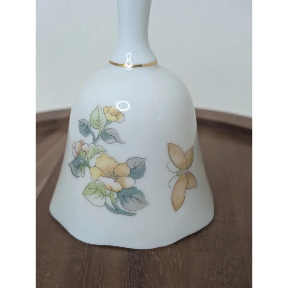 Vintage Made In Japan Floral‎ And Butterfly Bell